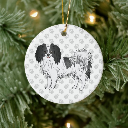 Phalène Dog met zwart en elk kleurenpatroon Keramisch Ornament (Boom)