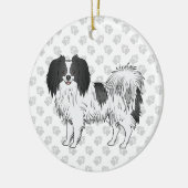 Phalène Dog met zwart en elk kleurenpatroon Keramisch Ornament (Links)