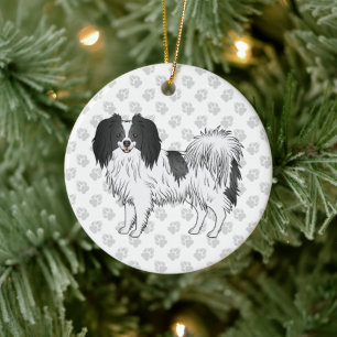 Phalène-hond met zwart en elke kleur pootpatroon keramisch ornament