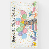 Phantom Blue Merle Aussiedoodle-hondenverjaardagsf Spandoek (Verticaal)