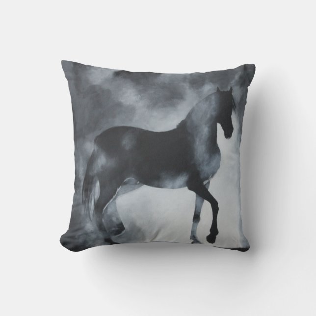 "Phantom"-paard in mist.Pillow Kussen (Voorkant)