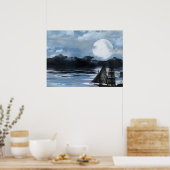 Phantom Pirate Ship at Night Poster (Keuken)