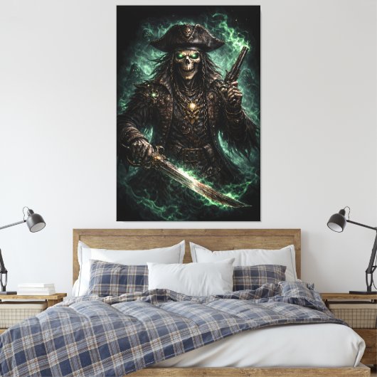 Phantom Pirate Skull – Dark Fantasy Reaper Canvas Afdruk (Insitu (Slaapkamer))