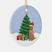 Pharaoh Hound Kerstkerstversiering Keramisch Ornament (Rechts)