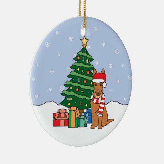 Pharaoh Hound Kerstkerstversiering Keramisch Ornament (Rechts)