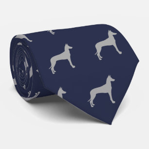 Pharaoh Hound Silhouettes Pattern Blue en Grey Stropdas