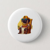 Pharaoh Pug � Ancient Egypt Dog Ronde Button 5,7 Cm (Voorkant)