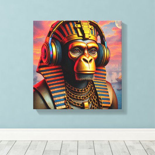 PHARAOH TUT-CHIMPANZEE 4 CANVAS AFDRUK (Insitu (Houten vloer))