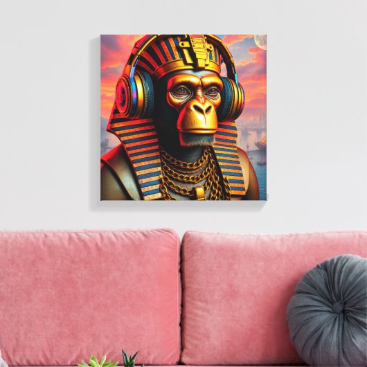 PHARAOH TUT-CHIMPANZEE 4 CANVAS AFDRUK (Insitu (Woonkamer))