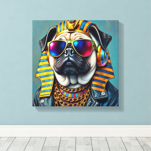 PHARAOH TUT-PUG CANVAS AFDRUK (Insitu (Houten vloer))