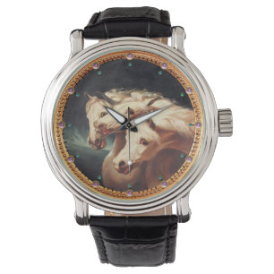 Pharaoh's Chariot White Arabian Horses Horloge