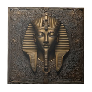 Pharaoh's Elegance: Luxe Koper & Gouden Tegel Tegeltje