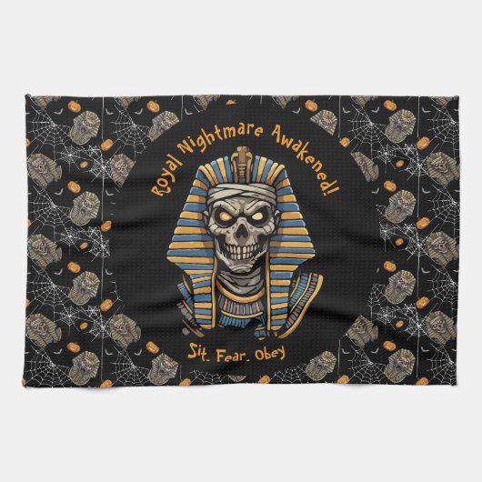🖤 Pharaon Noir Mummy Serviette de cuisine 🎃 (Horizontal)
