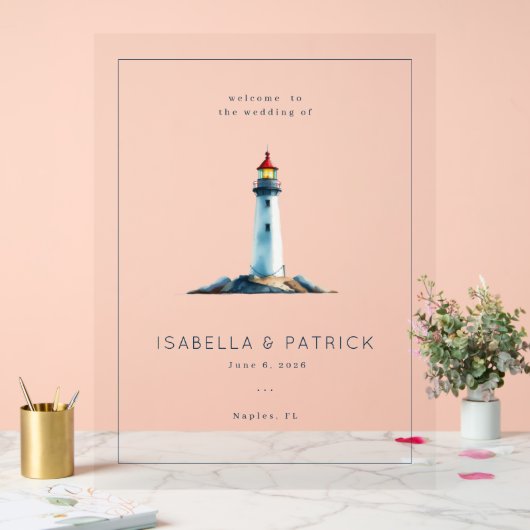 Phare à l'aquarelle gris serein (Mariage)