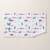 Phare, Bateaux et drapeaux Rouge, Blanc, Bleu (Serviette à main)