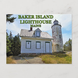 Phare de Baker Island, carte postale du Maine