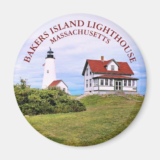 Phare de Bakers Island, MA Round Magnet (Devant)
