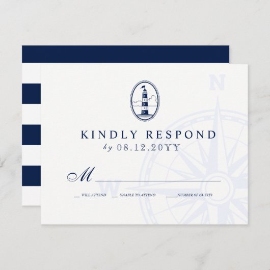 Phare de Beach | Mariage à thème nautique RSVP (Devant / Derrière)