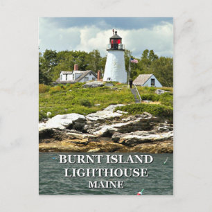 Phare de Burnt Island, carte postale du Maine