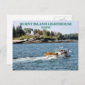 Phare de Burnt Island, carte postale du Maine (Devant / Derrière)