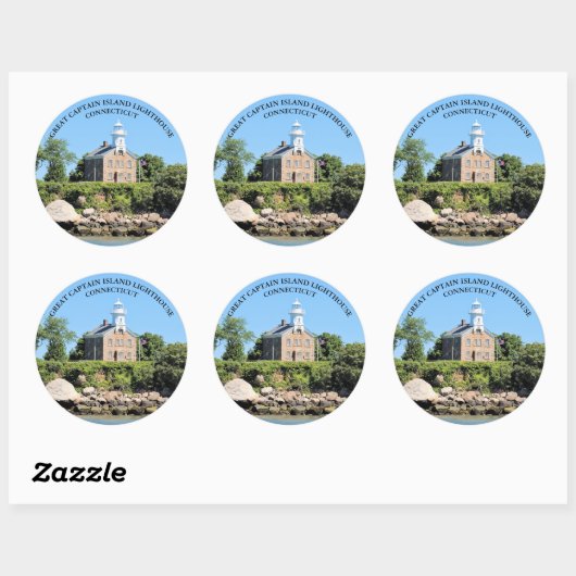 Phare de Great Captain Island, Sticker rond CT (Feuille)