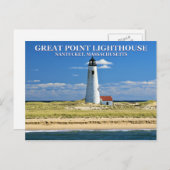 Phare de Great Point, Nantucket, carte postale MA (Devant / Derrière)