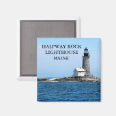 Phare de Halfway Rock, Maine Square Magnet (Recto/Verso)