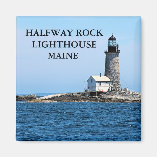 Phare de Halfway Rock, Maine Square Magnet (Devant)