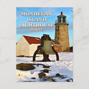 Phare de l'île de Monhegan, carte postale du Maine