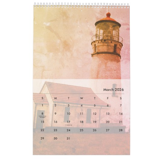Phare de l'Oregon et de Washington Calendrier (Mar 2026)