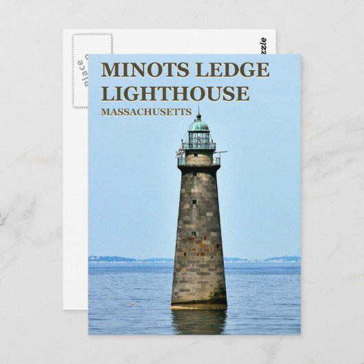 Phare de Minots Ledge, Carte postale du Massachuse (Devant / Derrière)