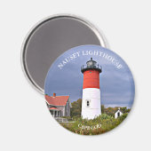 Phare de Nauset, Cape Cod MA Rond Magnet (Recto/Verso)