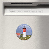 Phare de Nauset, Cape Cod MA Rond Magnet (In Situ (Lave-vaisselle))