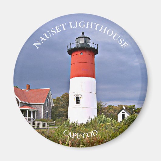 Phare de Nauset, Cape Cod MA Rond Magnet (Devant)