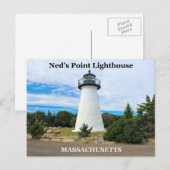 Phare de Ned's Point, carte postale du Massachuset (Devant / Derrière)