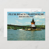 Phare de Plum Beach, carte postale de Rhode Island (Devant / Derrière)