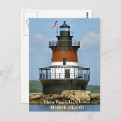 Phare de Plum Beach, carte postale de Rhode Island (Devant / Derrière)