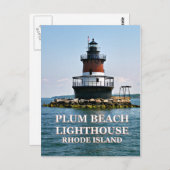 Phare de Plum Beach, carte postale de Rhode Island (Devant / Derrière)