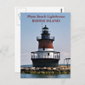 Phare de Plum Beach, carte postale de Rhode Island (Devant / Derrière)