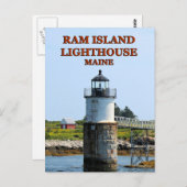Phare de Ram Island, carte postale du Maine (Devant / Derrière)