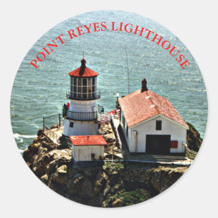 Phare de Reyes de point, autocollant rond de la