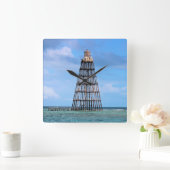 Phare de Sand Key, Floride Carré Horloge murale (Maison)