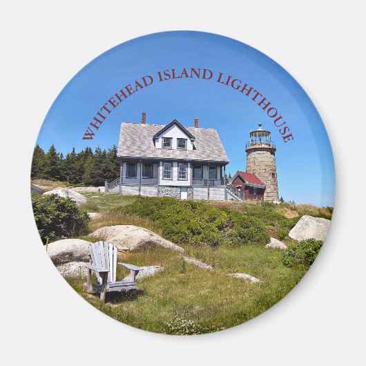 Phare de Whitehead Island Maine Magnet rond (Devant)