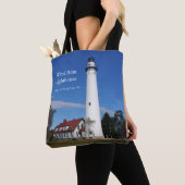 Phare de Wind Point sur tout le sac fourre-tout (De près)