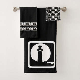 Phare Décor côtier noir et blanc