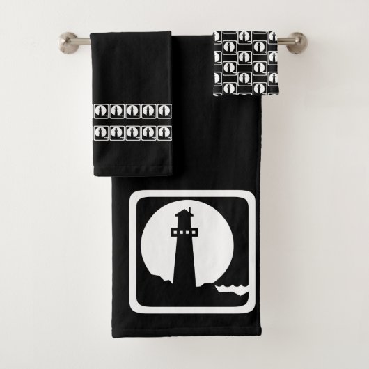 Phare Décor côtier noir et blanc (En situation)