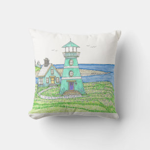Phare d'été 3; Oreiller d'intérieur; Bleu