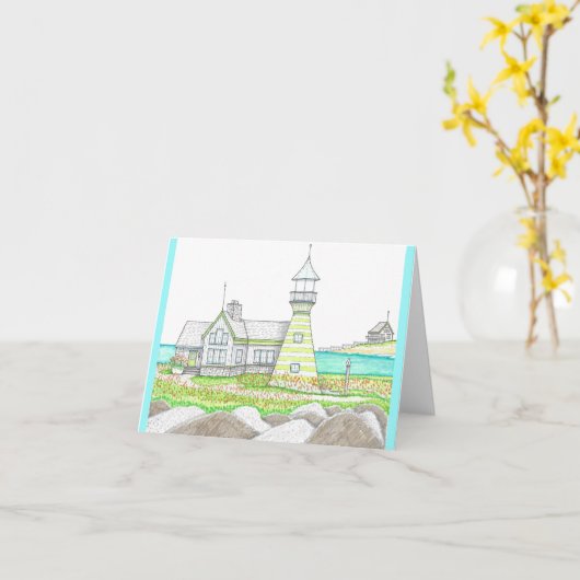 Phare d'été 5; Carte petite pliée; Vert (Fleur jaune)