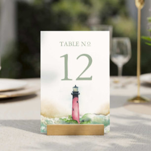 Phare du décor de mariage de plage Numéro de table