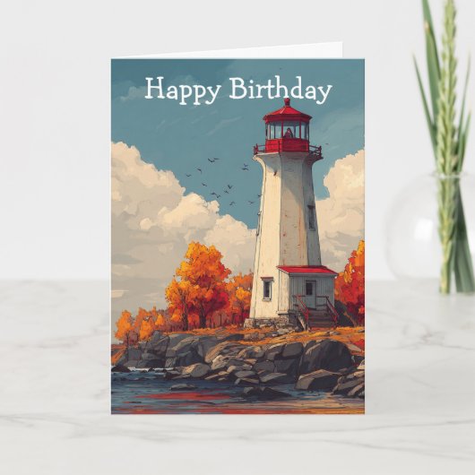 Phare en automne Carte d'anniversaire automne (Devant)